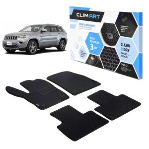 CLIM ART Honeycomb Custom Fit Floor Mats for Jeep Grand Cherokee 2011-2020, 1st & 2nd Row, Car Floor Liner, Allweather, Car Accessories, Tapetes Para Autos, Black/Black - FL011318032