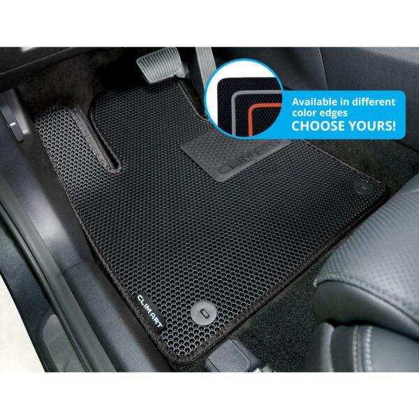 CLIM ART Honeycomb Custom Fit Floor Mats for Hyundai Santa Fe 2019-2020, 1st & 2nd Row, Car Floor Liner, Allweather, Car Accessories, Tapetes Para Autos, Black/Black - FL011319039