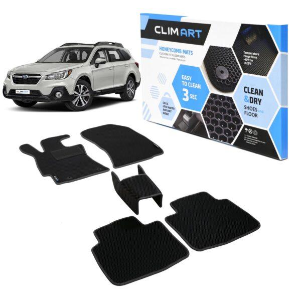 CLIM ART Honeycomb Custom Fit Floor Mats for Subaru Outback 2015-2019, 1&2 Row, Car Mats Floor Liner, All-Weather, Car Accessories for Man & Woman, Black/Black - FL011320034