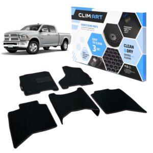 CLIM ART Honeycomb Custom Fit Floor Mats for Dodge Ram 2500 Crew Cab 2012-2018, 1&2 Row, Car Mats Floor Liner, All-Weather, Car Accessories for Man & Woman, Black/Black - FL011409104