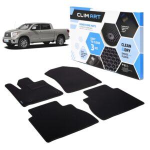 CLIM ART Honeycomb Custom Fit Floor Mats for Toyota Tundra 2010-2013 CrewMax, 1&2 Row, Car Mats Floor Liner, All-Weather, Car Accessories for Man & Woman, Black/Black - FL011410066