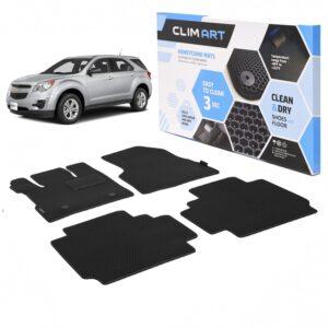 CLIM ART Honeycomb Custom Fit Floor Mats for Chevrolet (Chevy) Equinox 2011-2017/GMC Terrain 2010-2017, 1&2 Row,Car Mats Floor Liner, All-Weather,Car Accessories Man & Woman, Black/Black - FL011410113