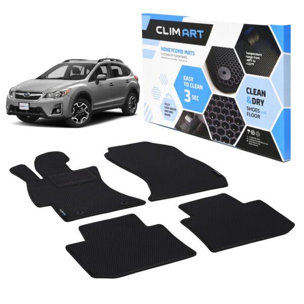 CLIM ART Honeycomb Custom Fit Floor Mats for Subaru Impreza 2012-2016, 1st & 2nd Row, Car Mats Floor Liner, All-Weather, Car Accessories for Man & Woman, Tapetes para Autos, Black/Black - FL011413083v