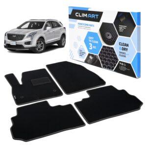 CLIM ART Honeycomb Custom Fit Floor Mats for Cadillac XT5 2017-2021, 1&2 Row, Car Mats Floor Liner, All-Weather, Car Accessories Man & Woman, Black/Black - FL011417095