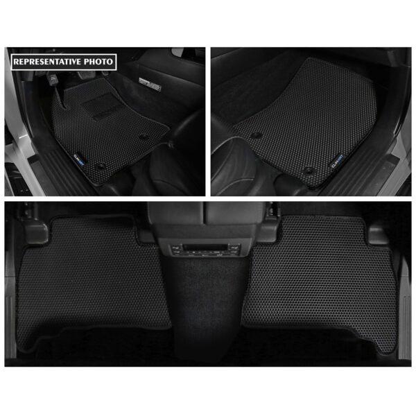 CLIM ART Honeycomb Custom Fit Floor Mats for Toyota Tacoma 2018-2022 Double Cab, 1&2 Row, Car Mats Floor Liner, All-Weather, Car Accessories Man & Woman, Black/Black - FL011418127