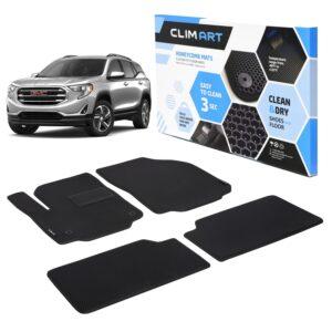 CLIM ART Honeycomb Custom Fit Floor Mats for GMC Terrain 2018-2021, 1&2 Row, Car Mats Floor Liner, All-Weather, Car Accessories for Man & Woman, Black/Black - FL011418147