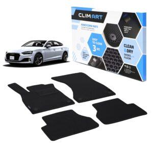 CLIM ART Honeycomb Custom Fit Floor Mats for Audi A5 Sportback 2019-2021, 1st&2nd Row, Car Mats Floor Liner, All-Weather, Car Accessories for Man&Woman, Tapetes para Autos, Black/Black - FL011419108v