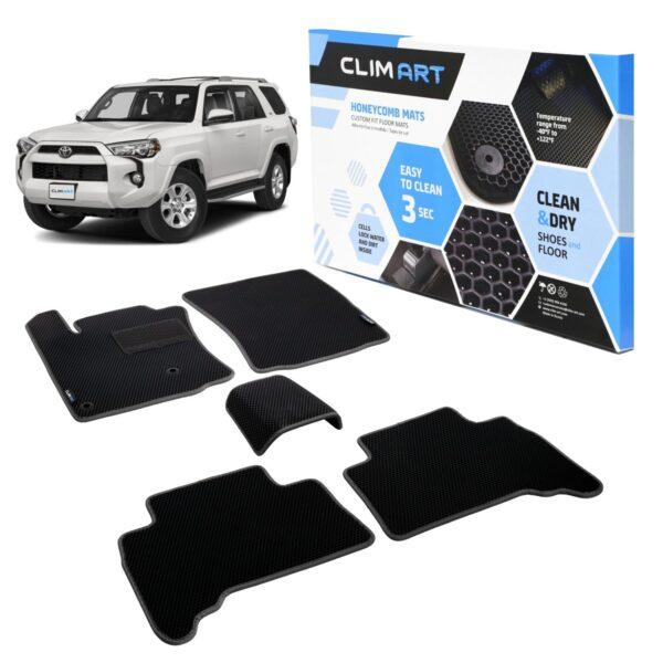 CLIM ART Honeycomb Custom Fit Floor Mats for Toyota 4Runner 2010-2012, 1&2 Row, Car Mats Floor Liner, All-Weather, Car Accessories for Man & Woman, Black/Black- FL011510148