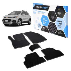 CLIM ART Honeycomb Custom Fit Floor Mats for Chevrolet Trax 2015-2021, 1&2 Row, Car Mats Floor Liner, All-Weather, Car Accessories for Man & Woman, Black/Black - FL011515084