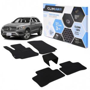 CLIM ART Honeycomb Custom Fit Floor Mats for Mercedes GLC-Class 2016-2021, 1&2 Row, Car Mats Floor Liner, All-Weather, Car Accessories Man & Woman, Black/Black - FL011516087