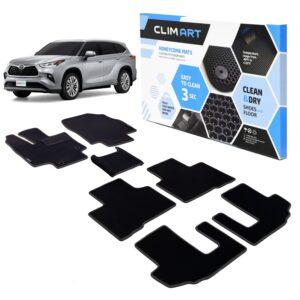 CLIM ART Honeycomb Custom Fit Floor Mats for Toyota Prius 2016-2021, 1&2 Row, Car Mats Floor Liner, All-Weather, Car Accessories Man & Woman, Black/Black - FL011516139