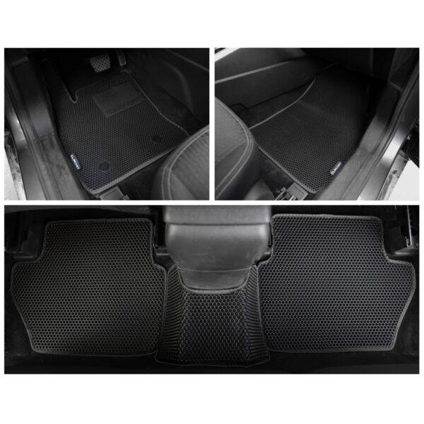 CLIM ART Honeycomb Custom Fit Floor Mats for Ford EcoSport 2018-2021, 1st & 2nd Row, Car Mats Floor Liner, All-Weather, Car Accessories for Man & Woman, Tapetes para Autos, Black/Black - FL011518085