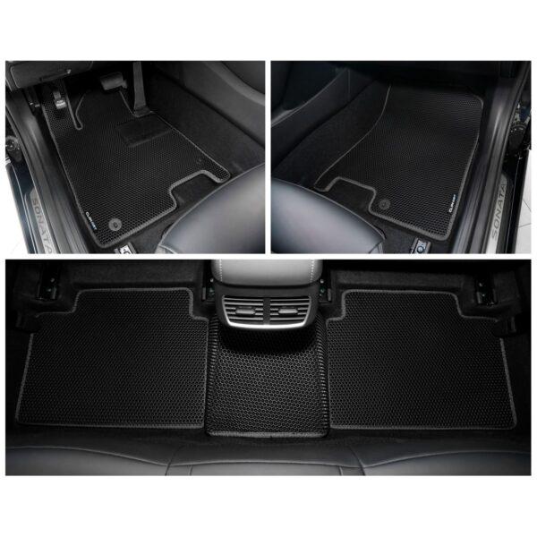 CLIM ART Honeycomb Custom Fit Floor Mats for Hyundai Sonata 2020-2021/Kia K5 2020-2021, 1st & 2nd Row, Car Mats Floor Liner, All-Weather, Car Accessories for Man & Woman, Tapetes para Autos, Black/Black - FL011520039