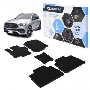 CLIM ART Honeycomb Custom Fit Floor Mats for Mercedes GLE-Class 2020-2021, 1&2 Row, Car Mats Floor Liner, All-Weather, Car Accessories Man & Woman, Black/Black - FL011520088