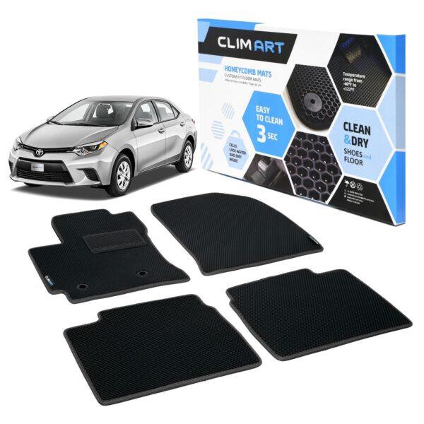 CLIM ART Honeycomb Custom Fit Floor Mats for Toyota Corolla 2014-2016, 1&2 Row, Car Mats Floor Liner, All-Weather, Car Accessories for Man & Woman, Black/Black - FL911414011