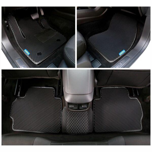 Goodyear Custom Fit Car Floor Liners for Ford Fusion 2013-2016, Black/Black 5 Pc. Set, All-Weather Diamond Shape Liner Traps Dirt, Liquid, Precision Interior Coverage - GY004048