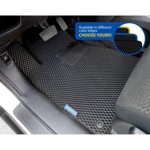 Goodyear Custom Fit Car Floor Liners for Honda CR-V 2012-2016, Black/Black 4 Pc. Set, All-Weather Diamond Shape Liner Traps Dirt, Liquid, Rain and Dust, Precision Interior Coverage - GY004057