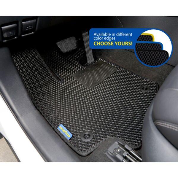 Goodyear Custom Fit Car Floor Liners for Toyota RAV4 2019-2021, Black/Black 5 Pc. Set, All-Weather Diamond Shape Liner Traps Dirt, Liquid, Rain and Dust, Precision Interior Coverage - GY004105