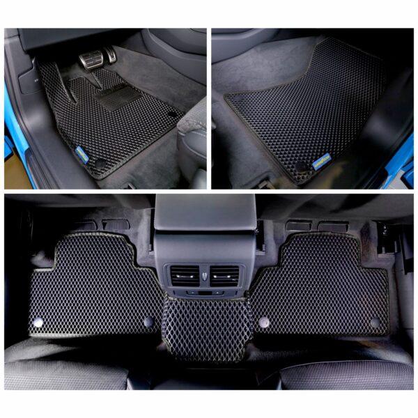 Goodyear Custom Fit Car Floor Liners for Audi Q5 2018-2021, Black/Black 5 Pc. Set, All-Weather Diamond Shape Liner Traps Dirt, Liquid, Rain and Dust, Precision Interior Coverage - GY004147