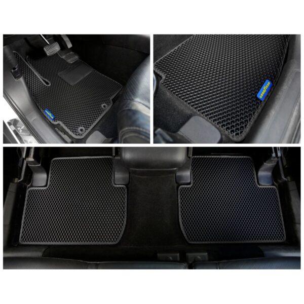 Goodyear Custom Fit Car Floor Liners for Mitsubishi Outlander 2014-2020, Black/Black 5 Pc. Set, All-Weather Diamond Shape Liner Traps Dirt, Liquid, Precision Interior Coverage - GY004177