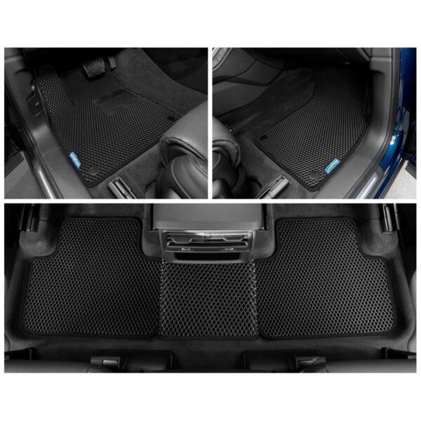 Goodyear Custom Fit Car Floor Liners for Audi Q7 2017-2021, Black/Black 5 Pc. Set, All Weather Diamond Shape Liner Traps Dirt, Liquid, Rain and Dust, Precision Interior Coverage - GY004180