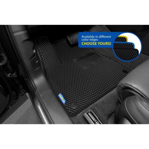 Goodyear Custom Fit Car Floor Liners for Audi Q7 2017-2021, Black/Black 5 Pc. Set, All Weather Diamond Shape Liner Traps Dirt, Liquid, Rain and Dust, Precision Interior Coverage - GY004180