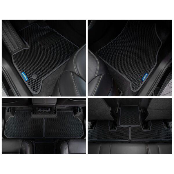 Goodyear Custom Fit Car Floor Liners for Chevy Traverse 2018-2021, Black/Black 7 Pc. Set, All Weather Diamond Shape Liner Traps Dirt, Liquid, Rain and Dust, Precision Interior Coverage - GY004192