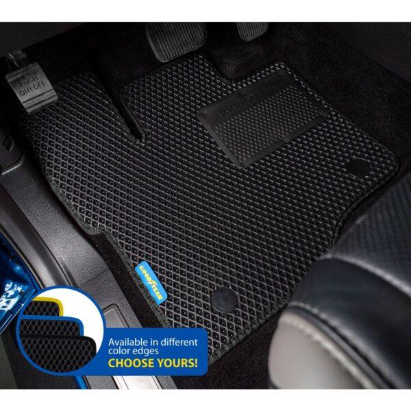 Goodyear Custom Fit Car Floor Liners for Ford F-150 2015-2021 SuperCrew, Black/Black 5 Pc. Set, All-Weather Diamond Shape Liner Traps Dirt, Liquid, Precision Interior Coverage - GY004201