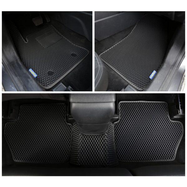 Goodyear Custom Fit Car Floor Liners for Ford EcoSport 2018-2021, Black/Black 5 Pc. Set, All-Weather Diamond Shape Liner Traps Dirt, Liquid, Precision Interior Coverage - GY004207