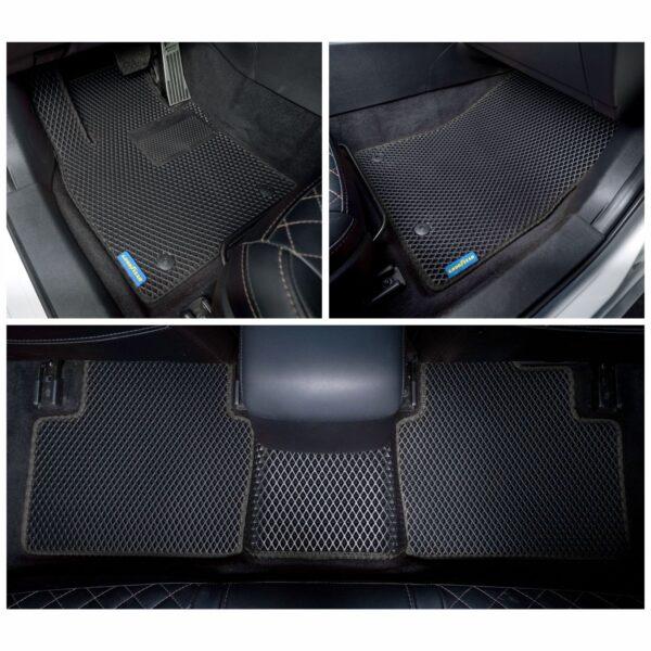 Goodyear Custom Fit Car Floor Liners for Mazda 3 2019-2021, Black/Black 5 Pc. Set, All-Weather Diamond Shape Liner Traps Dirt, Liquid, Precision Interior Coverage - GY004219