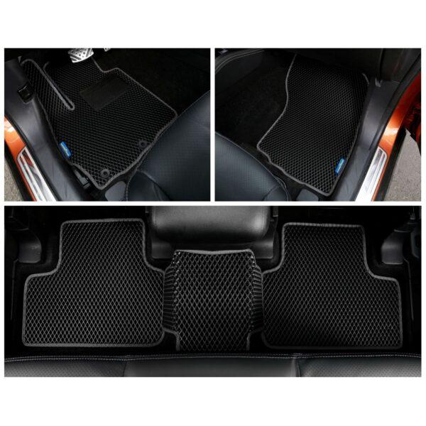 Goodyear Custom Fit Car Floor Liners for Mitsubishi Outlander Sport 2011-2021, Black/Black 5 Pc. Set, All-Weather Diamond Shape Liner Traps Dirt, Liquid, Precision Interior Coverage - GY004258