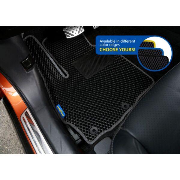 Goodyear Custom Fit Car Floor Liners for Mitsubishi Outlander Sport 2011-2021, Black/Black 5 Pc. Set, All-Weather Diamond Shape Liner Traps Dirt, Liquid, Precision Interior Coverage - GY004258