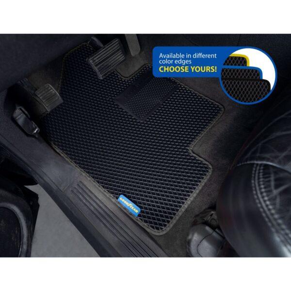 Goodyear Custom Fit Car Floor Liners for Chevrolet (Chevy) Silverado/for GMC Sierra 2007-2013 Crew Cab, Black/Black, All-Weather Diamond Shape Liner Traps Dirt, Precision Interior Coverage - GY004264