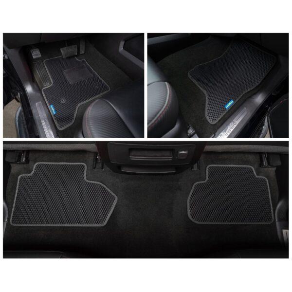 Goodyear Custom Fit Car Floor Liners for Chevrolet (Chevy) Silverado/for GMC Sierra 2014-2018 Double Cab, Black/Black, All-Weather Diamond Shape Liner Traps Dirt,Precision Interior Coverage - GY004282