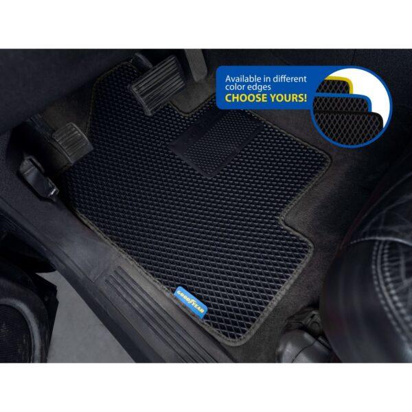 Goodyear Custom Fit Car Floor Liners for Chevrolet (Chevy) Silverado/for GMC Sierra 1500 2007-2013 Extended Cab, Black,All-Weather Diamond Shape Liner Traps Dirt,Precision Interior Coverage - GY004321