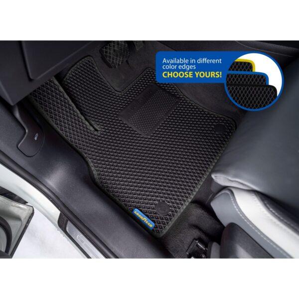 Goodyear Custom Fit Car Floor Liners for Audi Q3 SPORTBACK 2020-2021, Black/Black 5 Pc. Set, All-Weather Diamond Shape Liner Traps Dirt, Liquid, Precision Interior Coverage - GY004324