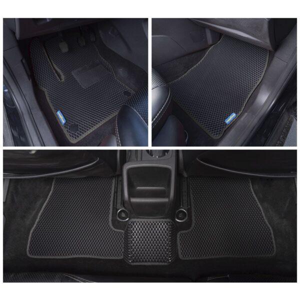 Goodyear Custom Fit Car Floor Liners for Ford Focus 2012-2018 Hatchback, Sedan, Black/Black 4 Pc. Set, All-Weather Diamond Shape Liner Traps Dirt,Precision Interior Coverage - GY004336