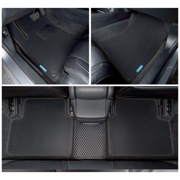 Goodyear Custom Fit Car Floor Liners for Honda Civic 2016-2021, Black/Black 5 Pc. Set, All-Weather Diamond Shape Liner Traps Dirt, Liquid, Precision Interior Coverage - GY004339