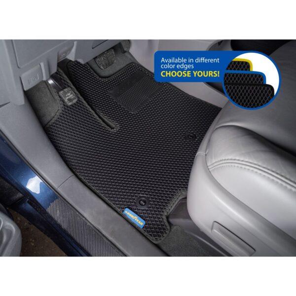 Goodyear Custom Fit Car Floor Liners for Toyota Sienna 2013-2020, Black/Black 8 Pc. Set, All-Weather Diamond Shape Liner Traps Dirt, Liquid, Precision Interior Coverage - GY004348