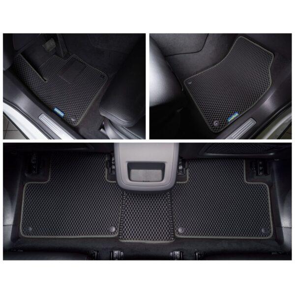 Goodyear Custom Fit Car Floor Liners for Volvo XC90 2016-2021, Black/Black 5 Pc. Set, All-Weather Diamond Shape Liner Traps Dirt, Liquid, Precision Interior Coverage - GY004360