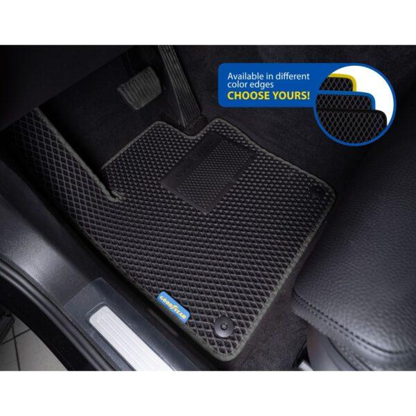 Goodyear Custom Fit Car Floor Liners for Volvo XC90 2016-2021, Black/Black 5 Pc. Set, All-Weather Diamond Shape Liner Traps Dirt, Liquid, Precision Interior Coverage - GY004360