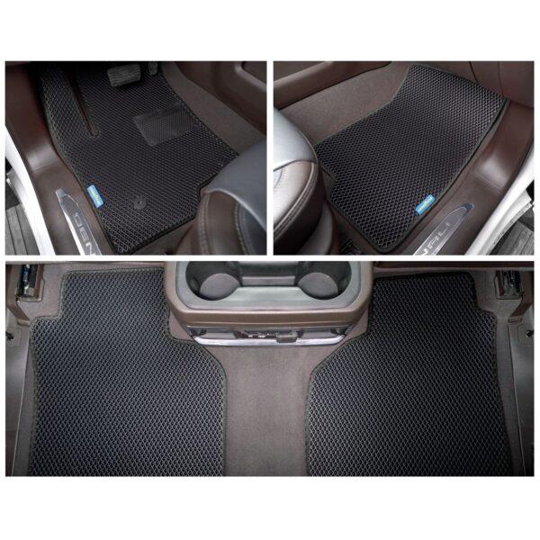 Goodyear Custom Fit Car Floor Liners for Chevrolet (Chevy) Silverado/GMC Sierra 2019-2021 Double Cab, Black/Black, All-Weather Diamond Shape Liner Traps Dirt,Precision Interior Coverage - GY004372