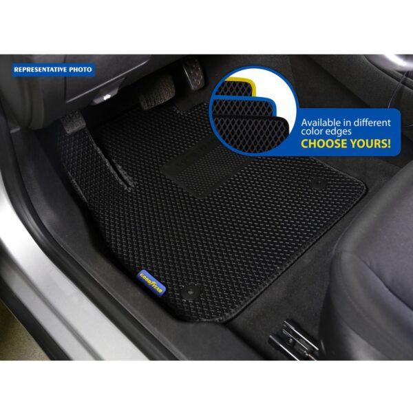 Goodyear Custom Fit Car Floor Liners for Chevrolet (Chevy) Equinox 2011-2017, Black/Black 4 Pc. Set, All-Weather Diamond Shape Liner Traps Dirt, Liquid, Rain, Precision Interior Coverage - GY004375v