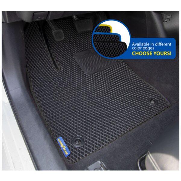 Goodyear Custom Fit Car Floor Liners for Toyota Prius 2016-2021, Black/Black 5 Pc. Set, All-Weather Diamond Shape Liner Traps Dirt, Liquid, Rain and Dust, Precision Interior Coverage - GY004390v