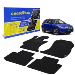 Goodyear Custom Fit Car Floor Liners for Subaru Impreza 2012-2016, Black/Black 4 Pc.Set, All-Weather Diamond Shape Liner Traps Dirt, Liquid, Precision Interior Coverage - GY004405