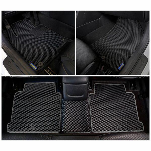 Goodyear Custom Fit Car Floor Liners for Kia Optima 2016-2020/Hyundai Sonata 2015-2019, Black/Black 5 Pc. Set,All-Weather Diamond Shape Liner Traps Dirt, Liquid,Precision Interior Coverage- GY004414v