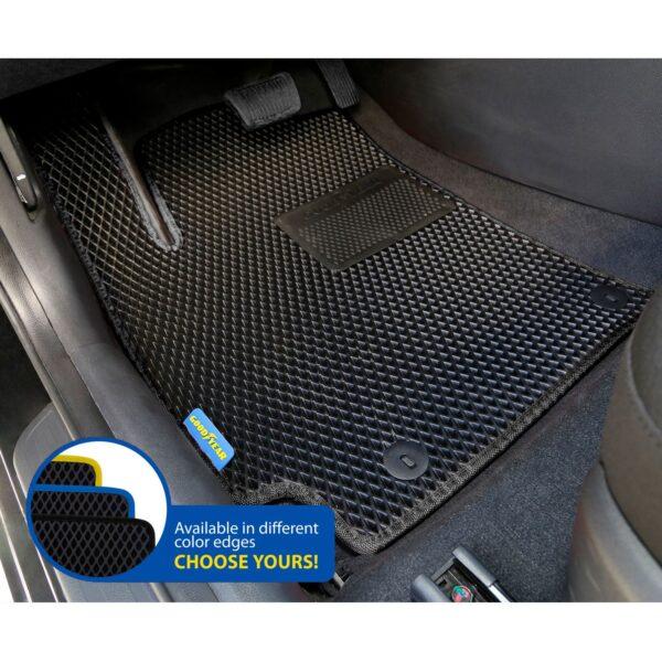 Goodyear Custom Fit Car Floor Liners for Hyundai Elantra 2017-2020, Black/Black 5 Pc. Set, All-Weather Diamond Shape Liner Traps Dirt, Liquid, Rain and Dust, Precision Interior Coverage - GY004418