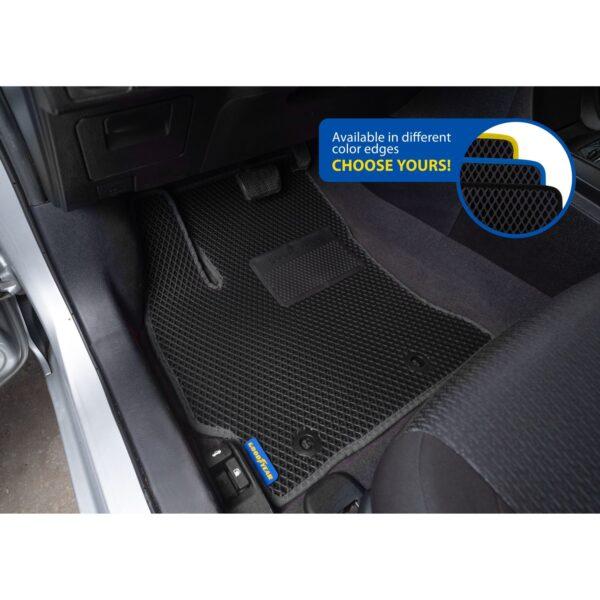 Goodyear Custom Fit Car Floor Liners for Toyota Corolla 2014-2016, Black/Black 4 Pc. Set, All-Weather Diamond Shape Liner Traps Dirt, Liquid, Precision Interior Coverage - GY004422