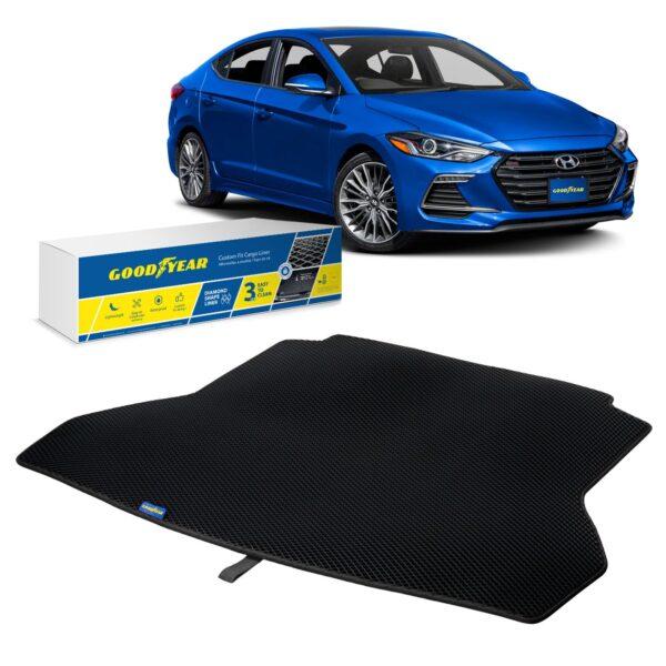 Goodyear Custom Fit Cargo Mat Liner for Hyundai Elantra 2017-2020 - Heavy Duty Trunk Liner, Dimond Shape, Luggage with Waterproof, Liquid & Dirt Trapping Technology - Anti-Slip Cargo Liner - GY004534