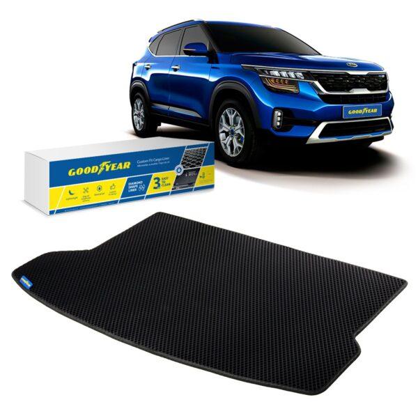 Goodyear Custom Fit Cargo Mat Liner for Kia Seltos 2020-2021 - Heavy Duty Trunk Liner, Dimond Shape,Luggage with Waterproof,Liquid & Dirt Trapping Technology - Anti-Slip Cargo Liner - GY004579